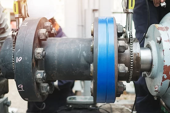 A close up of an electric motor that has received laser alignment for perfect operation.