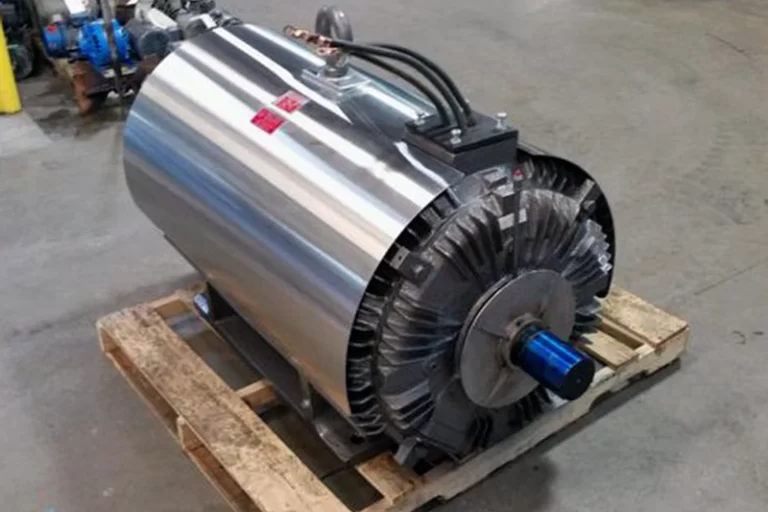 An AC motor on the floor of Rocky Mount Electric Motor Company, waiting to receive AC motor maintenance.