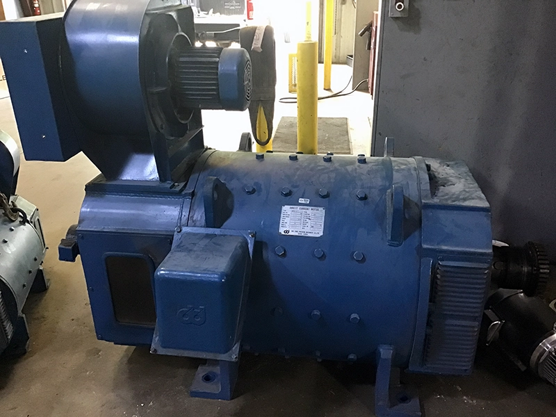 An DC motor in Rocky Mount Electric Motor Company, waiting to receive DC motor maintenance.