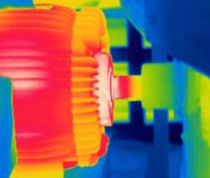 An example of thermal imaging for an electric motor in operation.