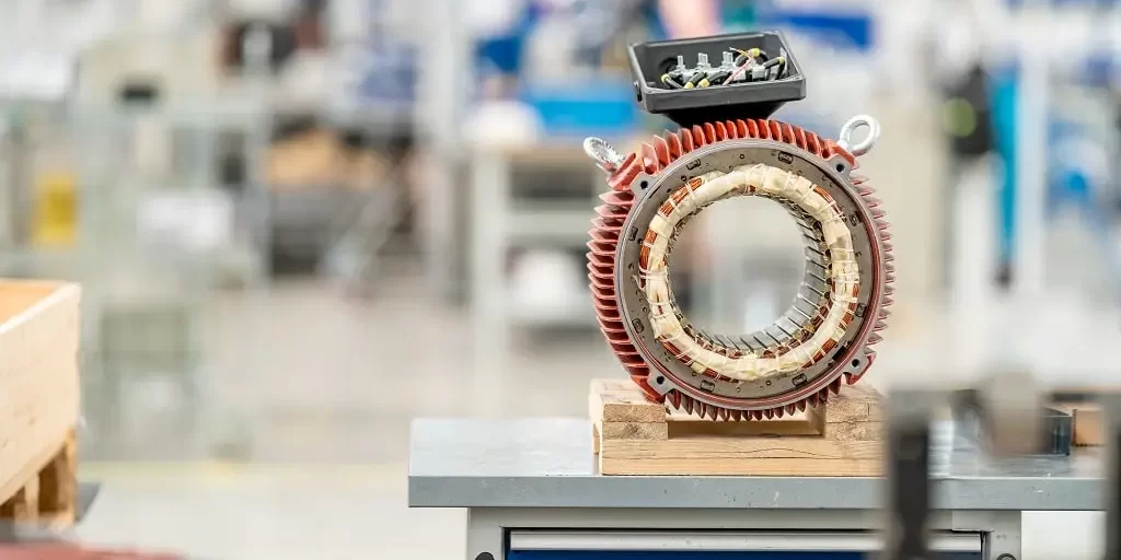 part-of-the-electric-motor-on-the-production-line-2025-01-08-02-31-00-utc-min Part of an AC electric motor housing in a production line.